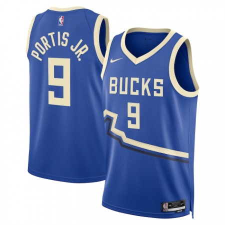Canotte Uomo Milwaukee Bucks Bobby Portis JR Nike 2024-25 City Edition Blu Swingman